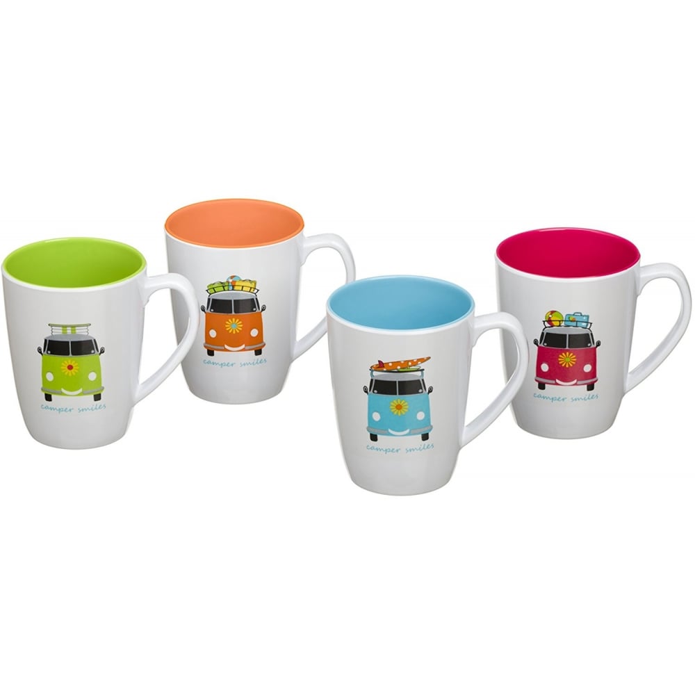 Flamefield Camper Smiles Melamine Mug Set (Pack of 4)