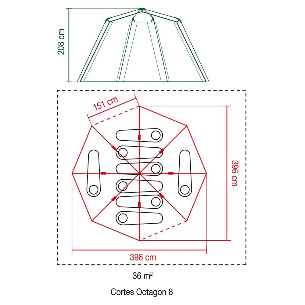 Cortes Octagon 8 Man Tent - Blue