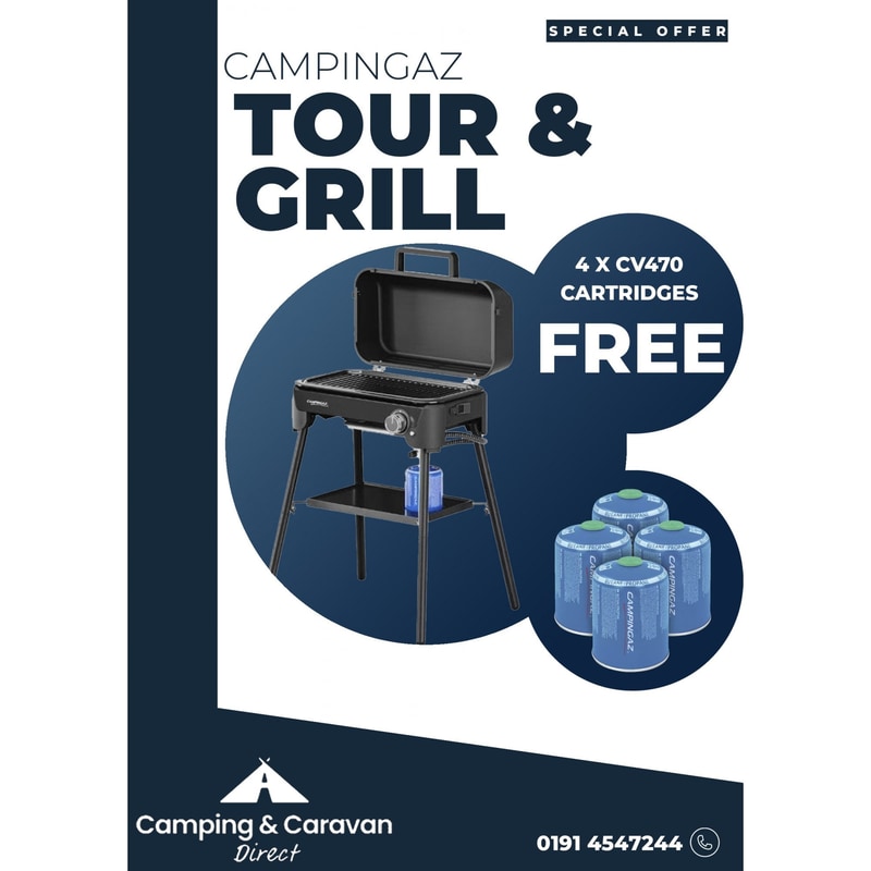 Tour & Grill CV Plus Gas BBQ w/ 4 x CV470 Gas Cartridges