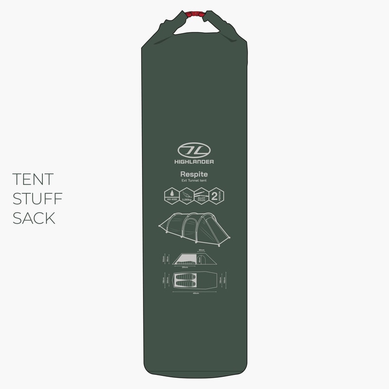 Respite 2 Person Extended Tunnel Tent - Pine Green