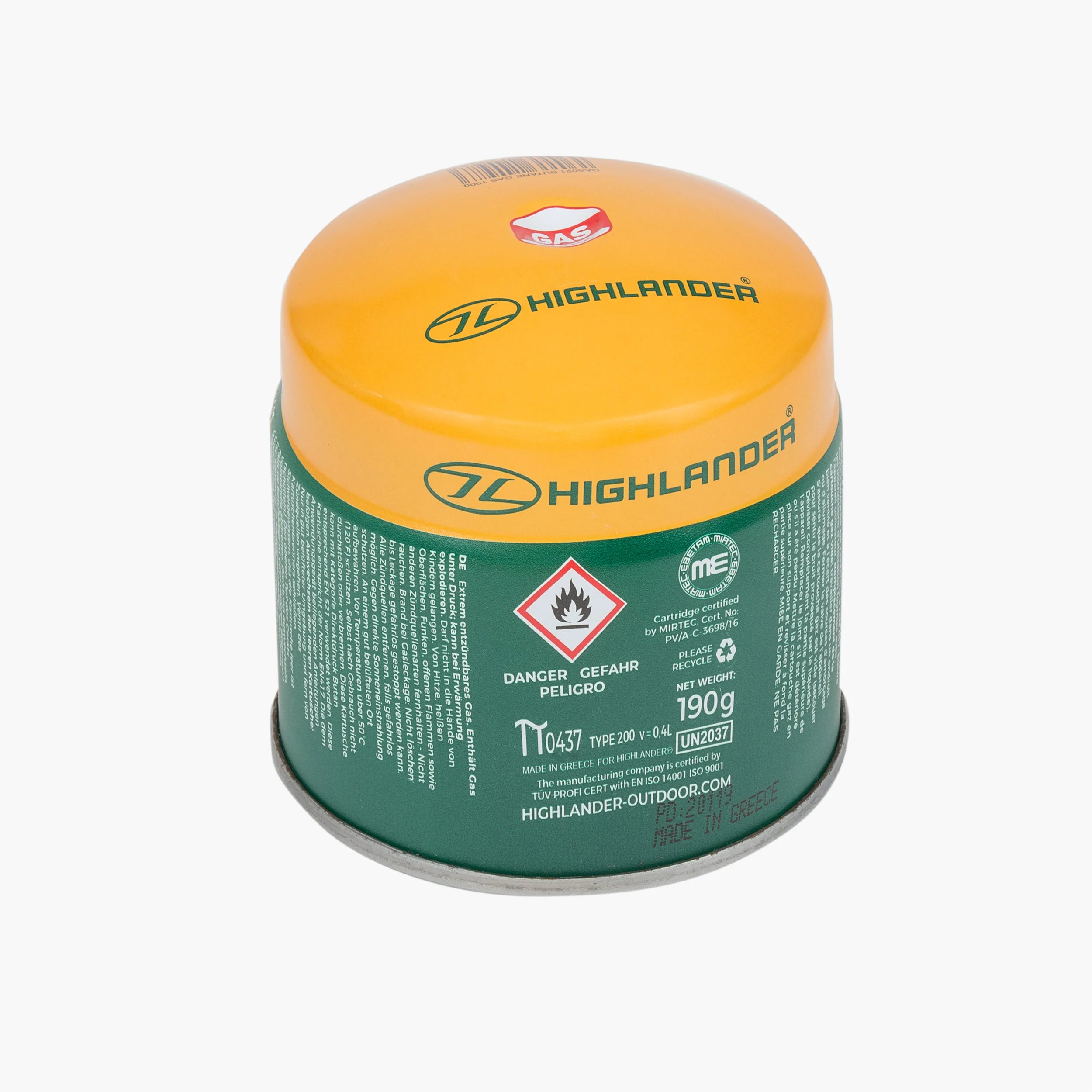 190g Pierceable Gas Cartridge