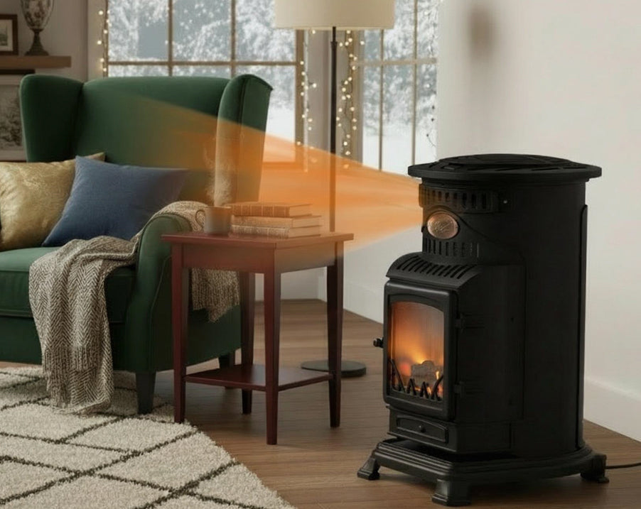 Matt Black Provence 6kw Hybrid Portable Calor Gas Stove